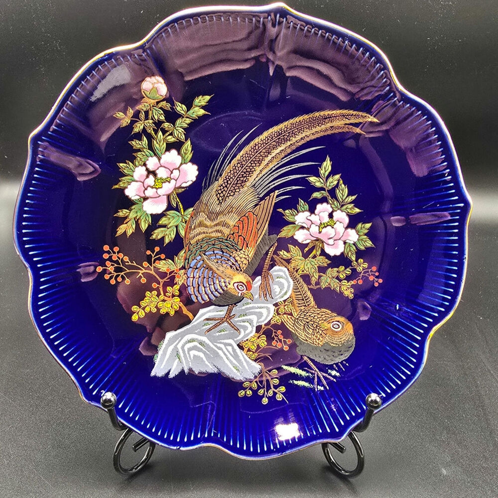 Vintage Hertiage Mint Japan Cobalt Blue Bird Motif design beautiful